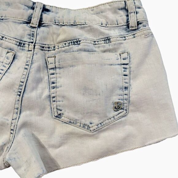 indigo Rein Acid Washed Distressed Cut Off Frayed Denim Jeans Shorts Size 3 - Picture 9 of 14